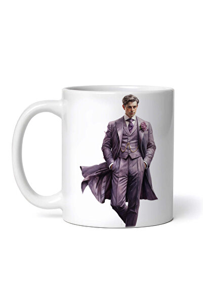 OEM Cană albă personalizată, model victorian, bărbat la modă în costum violet...