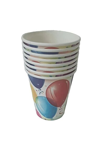 OEM Set 10 Pahare Imprimeu cu Baloane, din Carton, 250 ml, 7.5 x 8.5 x 5.2 cm...