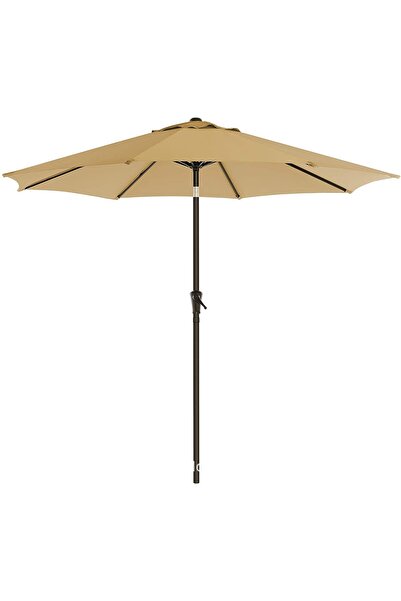 Flippy round sun umbrella for terrace, diameter 2.70 m, tilt, crank, cream