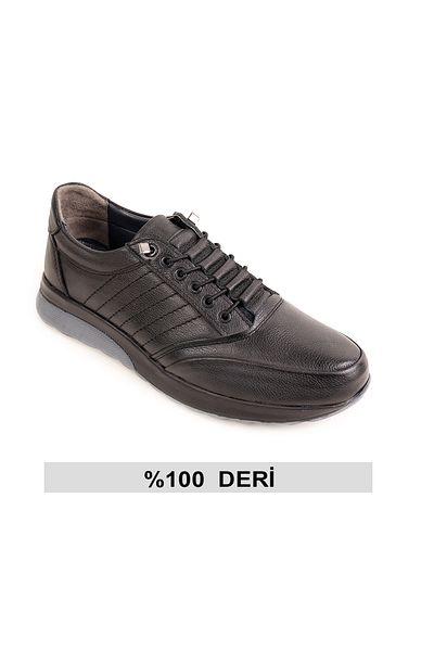 nuaA Smart Laced Genuine Leather Heel Spur Supported Full Orthopedic Daily Men's Shoes Genc-200