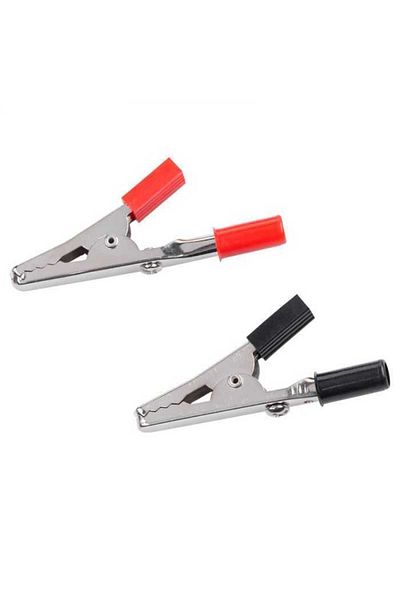 OEM Crocodil mediu rosu/negru 45 mm cu inserare pe conectori tip banana