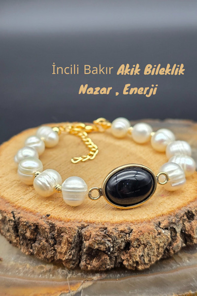NBS Beautiful Naturel Stones Copper Real Pearl Agate Bracelet Design (Engagement, Wedding, Daily, Gift) Trend