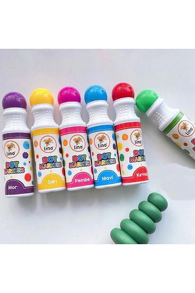 Art Tone Linoleum Dot Markers 6 Colors Package Washable