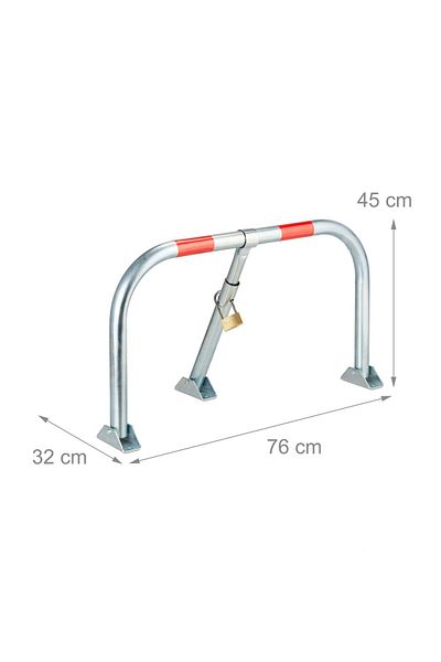 Relaxdays parking space blocker, type m with padlock, manual, gray/red, 45 x 76 x 32 cm