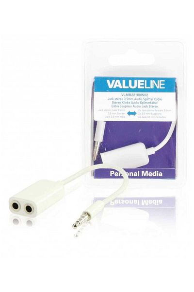 VALUELINE Splitter audio stereo 3.5 mm tata - 2x 3.5 mm mama 0.2m alb