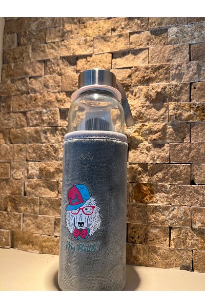 daısydecoratıon Colorful Plush Flask Water Bottle with Glass Water Bottle Figure 500ml