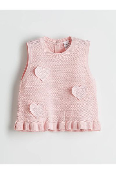 LC Waikiki Lcw Kids Pink Heart Printed Girls' Sweater and Shorts 2-Pack