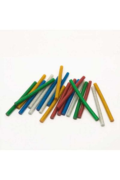 Handy Set of 7mm x 10cm silicone thermoadhesive plastic sticks, colorful, shiny glitter, 20pcs HANDY