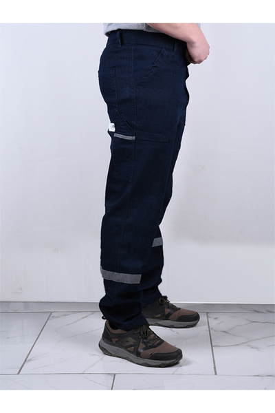 By Okat Reflective Lycra Denim Work Trousers Single Back Pocket with Cover Side Pocket with Caliper Pocket