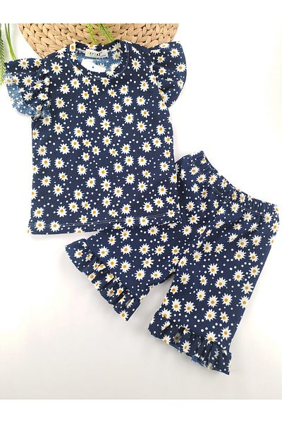 Butik Pantaloni scurți pentru fete Tricou Set dublu de vară cu model margarete