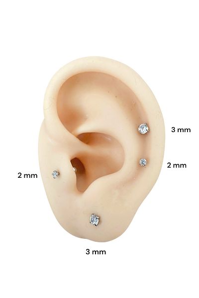 My Bellas Jewels Solitaire Mini Size 2Mm-3Mm Tragus Piercing, Helix, Flat, Lobe Compatible (1 Piece)