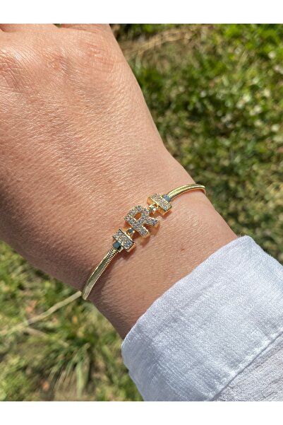 kurukafagift سوار حرف R حجر الزركون لون ذهبي