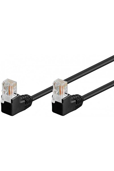 goobay Cablu patch UTP CAT5e RJ45 2x90 3m CCA negru