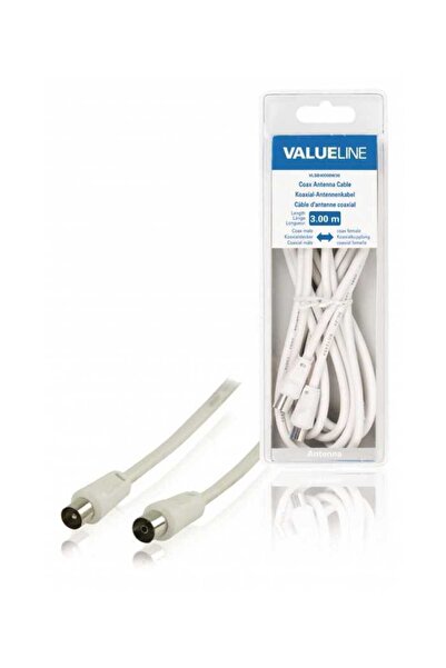 VALUELINE Cablu coaxial tata-mama 3m Dublu Ecranat alb