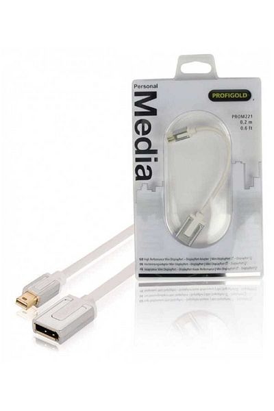 Profigold Adaptor Profesional mini DisplayPort - DisplayPort v1.1 0.2m alb