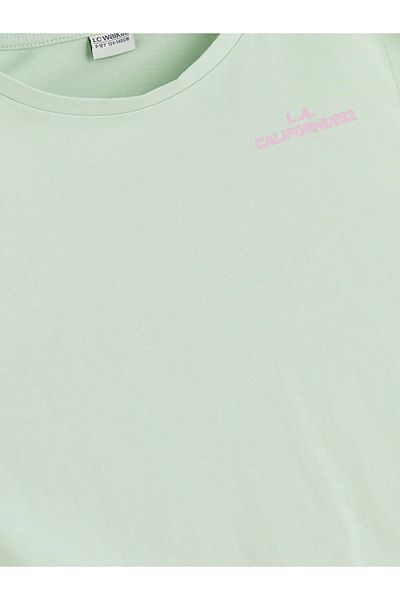LC Waikiki Lcw Kids Green Crew Neck California Printed Girls' Undershirt