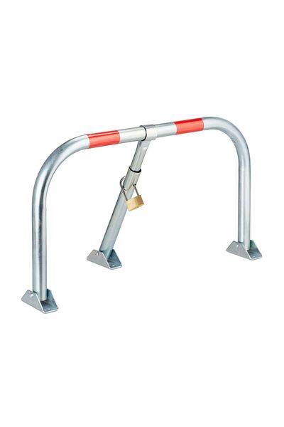 Relaxdays parking space blocker, type m with padlock, manual, gray/red, 45 x 76 x 32 cm