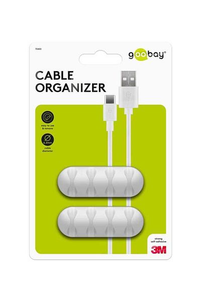 goobay Goobay 4-slot cable management clips set of 2 white