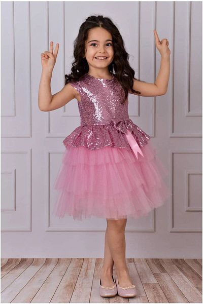 EXTRAÇARŞI Pink Girl's Tulle Evening Dress Party and Birthday Dress 1/10 Years