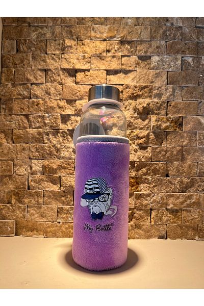 daısydecoratıon Colorful Plush Flask Water Bottle with Glass Water Bottle Figure 500ml
