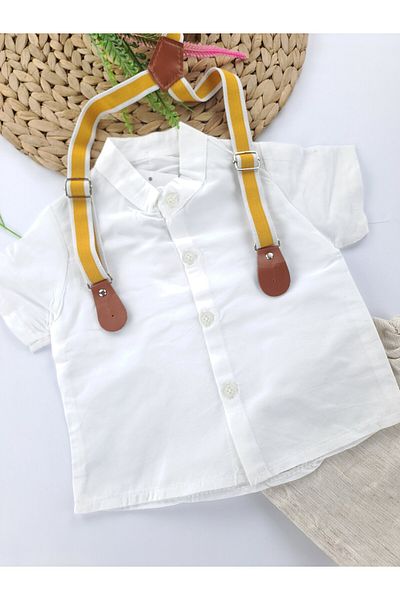 Butik Boy's Double Suit Shirt Shorts with Shoulder Straps