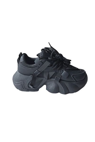 Seastar Black women's sneakers, futuristic design, chunky sole
