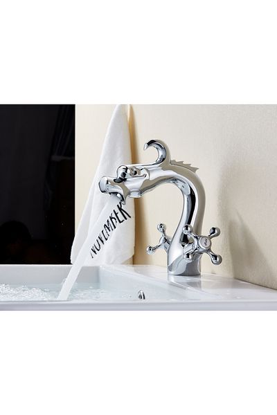 Blackswan Design Bathroom sink faucet, Blackswan, Type M267 Dragon, chrome model, size 20 cm