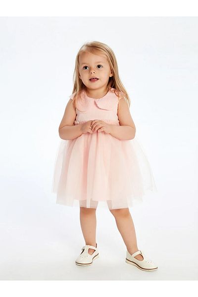 LC Waikiki Pink Baby Collar Tulle Baby Girl Dress