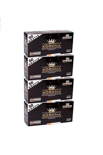 KORONA Set of cigarette tubes for KORONA tobacco injection, 4 boxes x 550 pcs, brown filter paper, 2200 pcs
