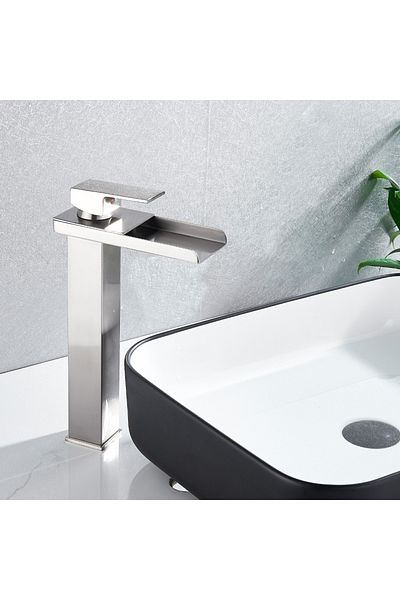 Blackswan Design Baterie chiuveta baie, Blackswan, Tip Cascada M33, model nichel, dimensiune 31.5 cm