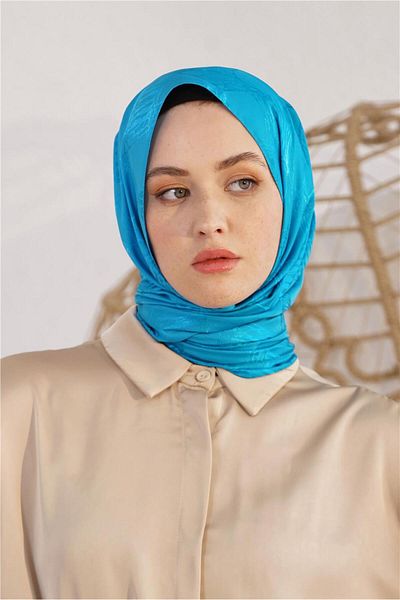 Loryan Floss Jacquard Retro Petrol Blue Shawl