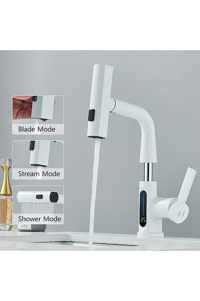 Blackswan Design Bathroom sink faucet, Blackswan, Type M326, smart, LCD display, 3 modes and waterfall shower, 23 cm