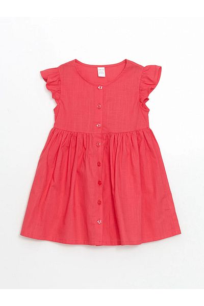 LC Waikiki Pleated Girl's Linen Look Shirt Dress