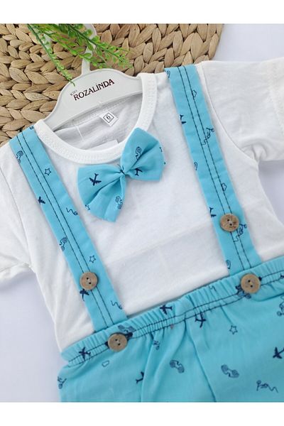 Butik Boy's Salopet Shorts T-Shirt Suit with Bow Tie