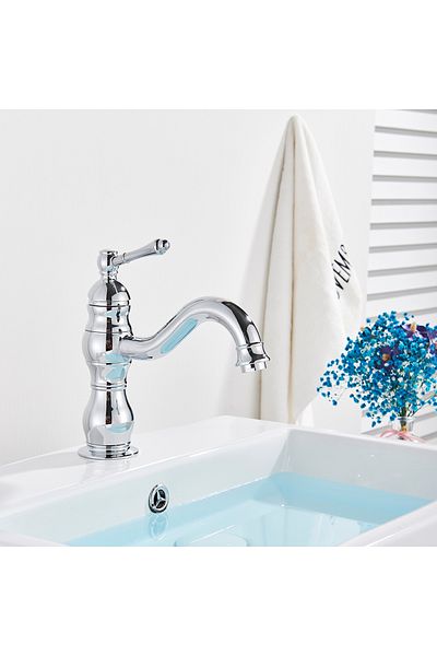 Blackswan Design Bathroom sink faucet, Blackswan, Type M147, short chrome model, size 21.5 cm