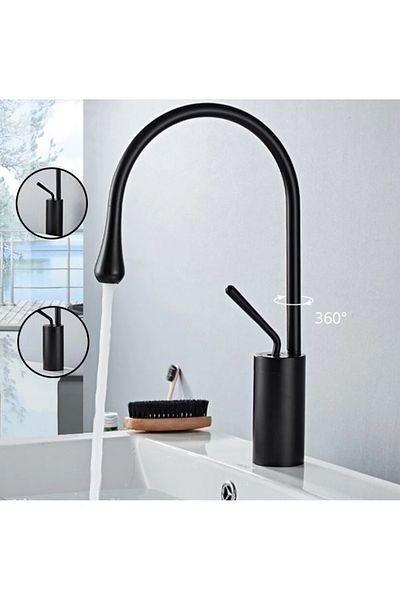 Blackswan Design Baterie chiuveta baie, Blackswan, Tip M66, model negru mat, dimensiune 39 cm