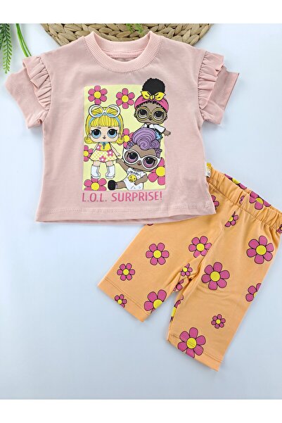 Butik Kız Çocuk / Bebek Tayt Tişort İkili Takım Çiçek Baskılı