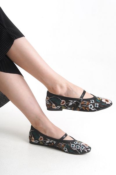 Liza Shoes Ahu Women's Floral Embroidered Ballerinas A003-K855