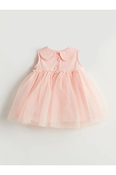 LC Waikiki Pembe Bebe Yaka Tül Kız Bebek Elbise