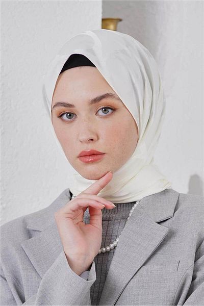 Loryan Σάλι Floş Jacquard Stone Ecru