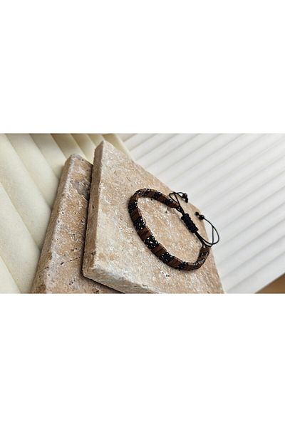 AURA Hematite Stone Macrame Braided Men's Bracelet