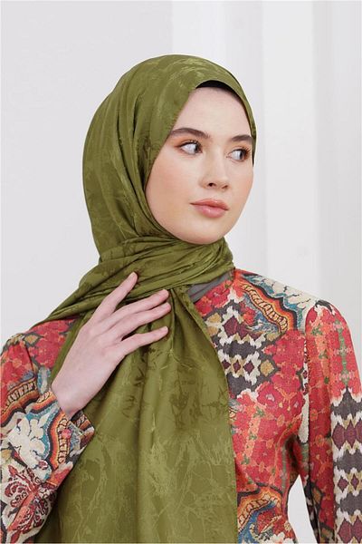 Loryan Floş Jacquard Marble Khaki Shawl