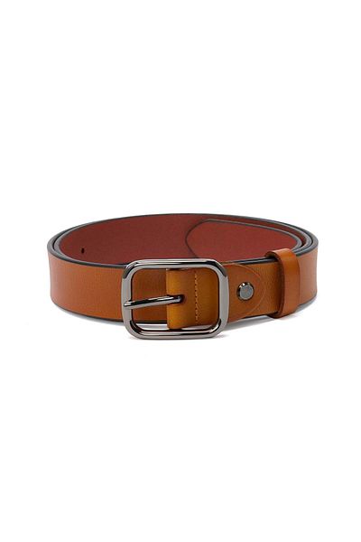 JOLAR. Women's belt, made of genuine leather, seamless, with silver buckle, JOLAR. Light brown
