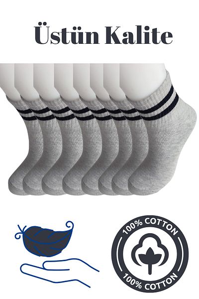 DİLRUBA AVM Quality Cotton Soft Unisex Ring Patterned College Socks (8 Pairs)