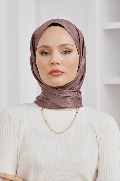 Loryan Σάλι Floş Jacquard Marble Mink
