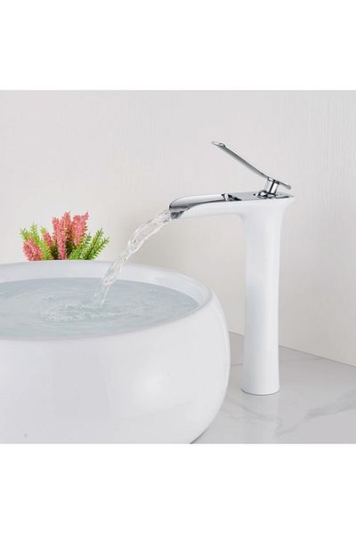 Blackswan Design Baterie chiuveta baie, Blackswan, Tip Cascada M56, model alb/crom, dimensiune 29 cm
