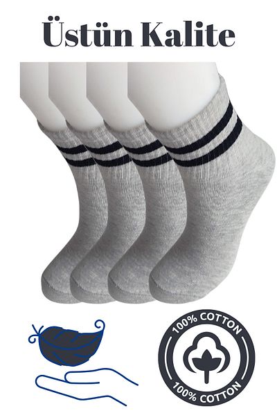 DİLRUBA AVM Unisex Quality Cotton Soft Women's Men's Ring Patterned College Socks (4 Pairs)