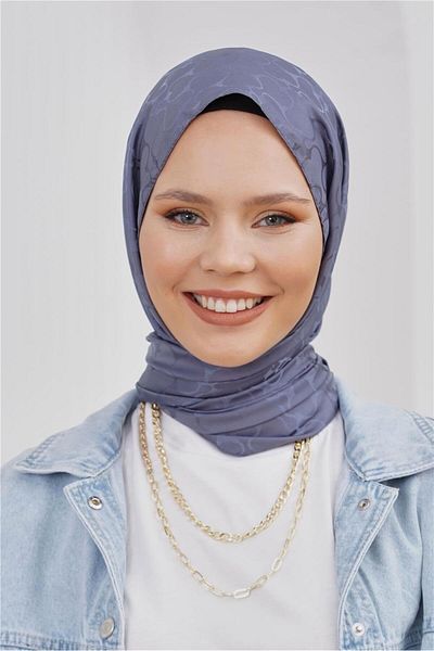 Loryan Șal albastru din denim jacquard Karmen