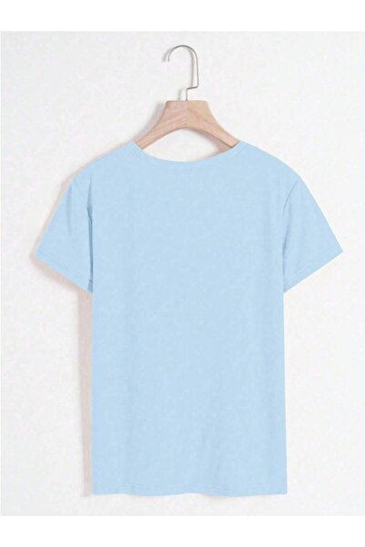 PALPİTO Tricou oversize cu imprimeu de vară Baby Blue pentru femei