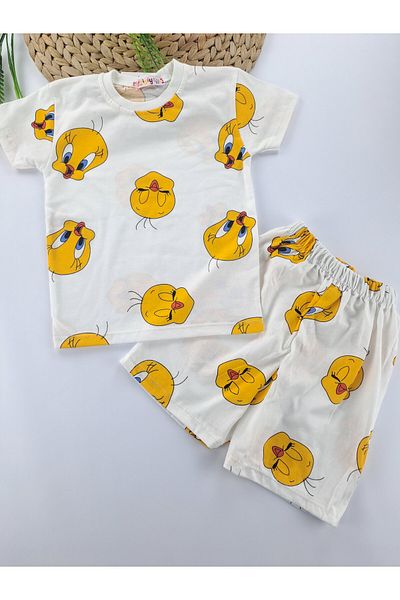 Butik Set pijamale de vară pentru fete cu pantaloni scurți Tweety Printed